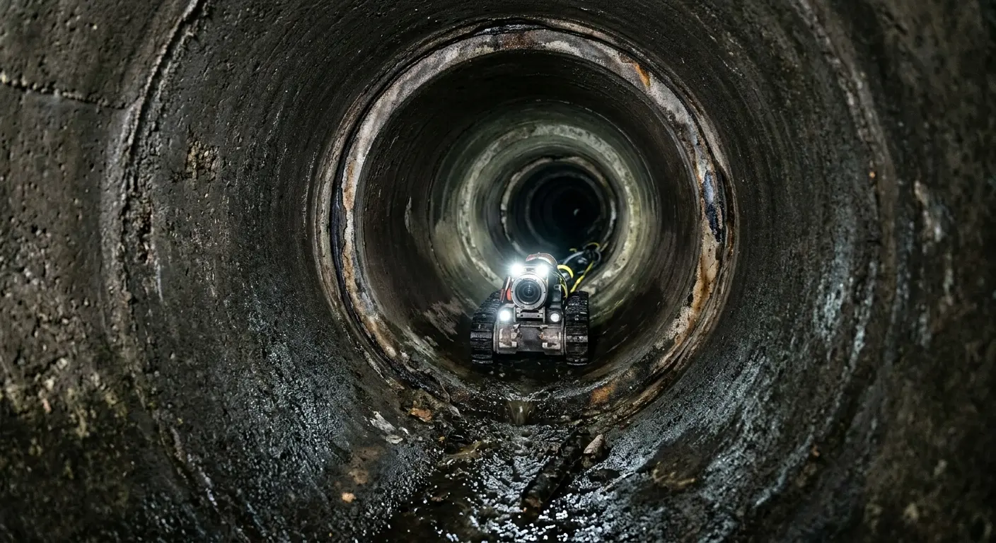 Robotic sewer camera inspecting pipe interior for Sewer Line Repair in Lakes of the Four Seasons